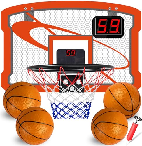 TEUVO Mini Panier Basket pour Enfants Jouet 3 5 6 7 8 9 10 12 Ans, Panier Basket Intérieur pour Porte/Chambre/Bureau/Mural Avec Électronique Scorer Mini Hoop Toys Jouet Cadeau Jeux Sport Garçons Fille