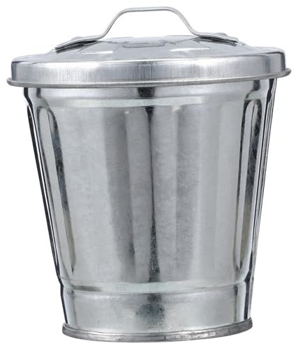 TOVINANNA Mini Müllcontainer Aus Eisenmaterial Abfallbehälter Mit Deckel Papierkorb Für Desktop Aufbewahrungstopf Für Kleinigkeiten Müllrecyclingbehälter Für Innen Und Außenbereich