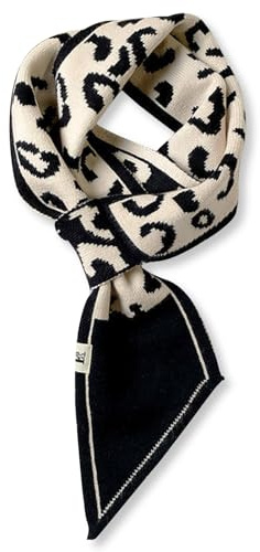 LumiSyne Winter Skinny Gestrickte Schal Damen Durchziehen Design Streifen Hahnentritt Tiger Leoparden Muster Klassische Retro Stil Kleiner Lange Halstuch Warme Kragen