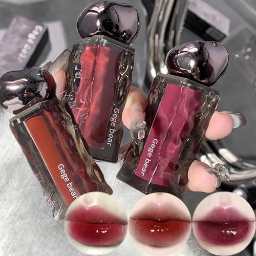 3 Farben Lipgloss Set Shine Glossy Plumping, feuchtigkeitsspendende glatte weiche Glas Finish flüssigen Lipgloss Tint für leuchtende feuchtigkeitsspendende Lippen Make-up-Set