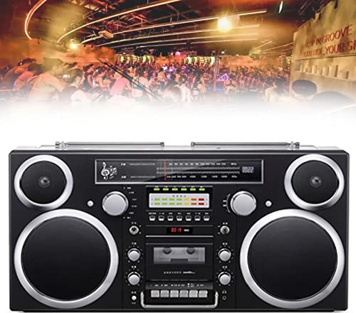 NVYAZJ Bluetooth Retro Radio, Cassette Boombox with Hi-Fi Speaker Am/Fm/Radio Micro Sd/Usb Visual Dynamic Led Lights 2700mah Aux/Line Playback 85DB 88-108mhz 4Ohms 50Hz-20KHz