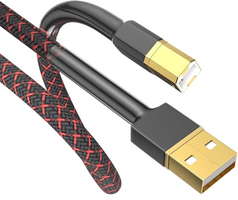 Tertullus Hifi 1.5m/4.92ft Audiophile USB Cable - USB A to USB B, High End Digital Audio Cable with Gold-plated Connectors