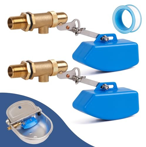 OUJIMAI 1,27 cm Messing-Schwimmerventil, automatische Füllung, Schwimmerventil für Wasserspeichertank, Trog, Schwimmerventil, Wasserstandskontrolle, Schwimmerventil für Vieh, Trogschalter,