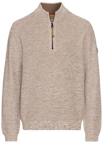 camel active Men's Cotton Blend Knitted Troyer, sand, Large