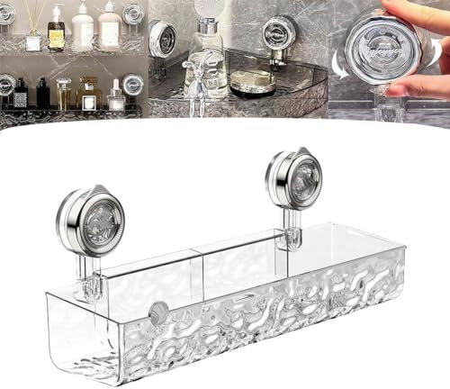 XDGJTBFMY Raidley No Drill Clear Wall Caddy, 2024 New Light Luxury Style Glacier Pattern Suction Cup Shelf, No Drill Clear Shower Caddy Wall Caddy, Raidley Bathroom Storage Shelf (1pc B)