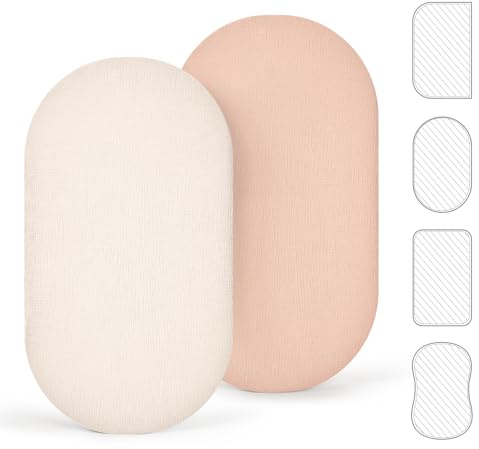 lulumoon Spannbettlaken Kinderwagen 40x90 Musselin: 100% Baumwolle | Bettlaken beistellbett weich und atmungsaktiv - Matratzenbezug mit Gummizug rutschfest - Geeignet für Babybetten Stubenwagen