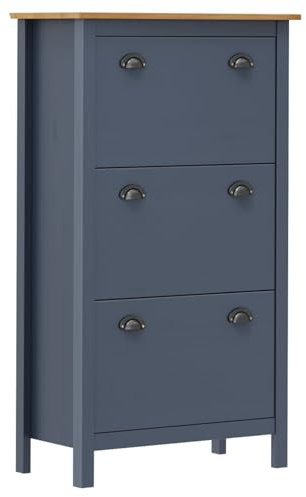 Juroupi Schuhschrank Hill Grau 72x35x124 cm Massivholz Kiefer Schuhkarton Schuhschrank Breit Bastelschrank