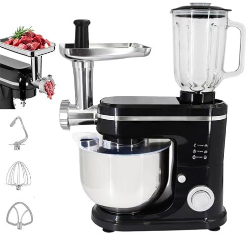 Licuadora De Alimentos Y Picadora De Carne 3 En 1, Picadora Eléctrica Con Picadora De Carne Y Picadora De Verduras, Batidoras Eléctricas Giratorias Ajustables Para El Hogar Para Pasta,Black