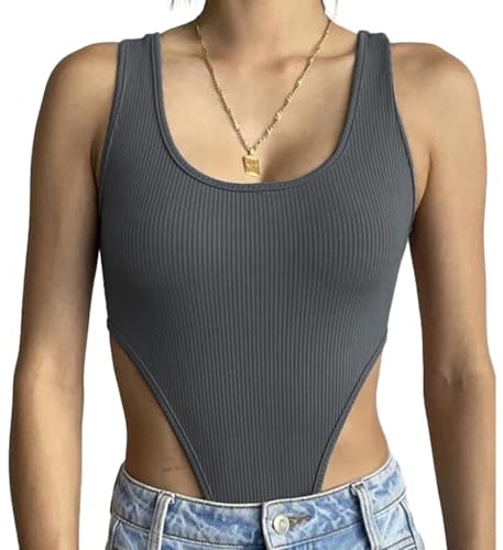 SHEKINI Body Donna Elegante Sexy Bodysuit Senza Maniche Scollo a U Shapewear Tops Contenitivo Modellante Intimo Body Donna Estivo Canottiera Top e Tanga Camicie Blusa Clubwear