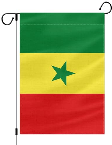PTEROSAUR Drapeau de jardin du Sénégal, petits drapeaux nationaux sénégalais, 30,5 x 45,7 cm en toile de jute double face pour maison, cour, pelouse, décoration intérieure et extérieure