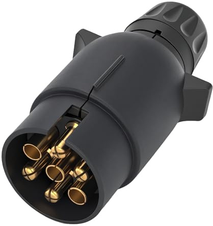 CXTM Kit de fiches de remorque à 7 broches, avec accessoires de montage, 12 V, étanche, 7 broches et prise conforme à la norme ISO 1724, pour remorque, caravane, RV, adaptateur AHK (fiche)