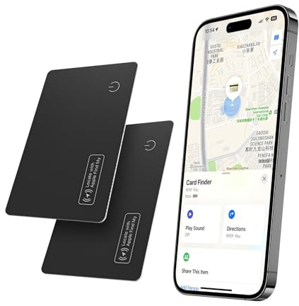 VINGNUT Dünne Geldbörsen-Tracker-Karte,Wiederaufladbarer Geldbörsen-Tracker,IP67 Wasserdicht,kompatibel mit Apple Find My(nur iOS),für Geldbörsen,Telefon,Reisepässe,Gepäckstück-Tracker(2er Pack)