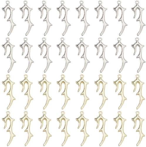 SUNNYCLUE 40 Stück Hirschgeweih Anhänger Weihnachts Rentier Anhänger Legierung Silber/Gold Metall Süße Weihnachts Elchhorn Tieranhänger Für Die Schmuckherstellung Anhänger DIY Bastelarbeiten Halskette