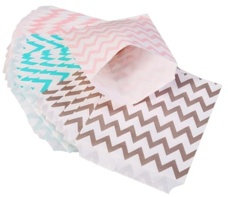 Healeved Bolsitas De Para Fiesta De Dulces 48pcs Bolsas De Chevron En Menta y Ideal Para Candy Bar y Buffet De Chuches