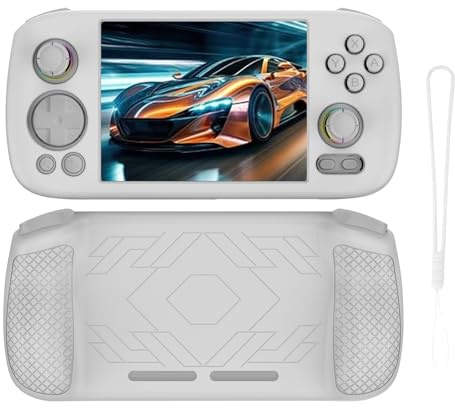 NOUKAJU Case for RG 406H, Game Console Case with Lanyard,Anti-Drop, Anti-Scratch,Shockproof,Silicone Protective Cover for NEW ANBERNIC RG 406H Retro Handheld Game Console(White)