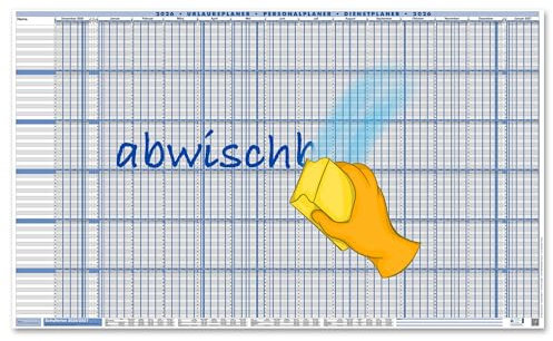 2026 SUPER-SIZE abwischbar Urlaubsplaner Personalplaner für 72 Mitarbeitende