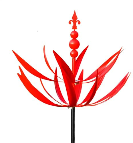 Harlöw - Molinillo de Viento para jardín, esculturas de Viento de Metal, Giratorio de 360°, Resistente a los Rayos UV, Molino de Viento de para Exteriores en estacas, molinillos de Viento para