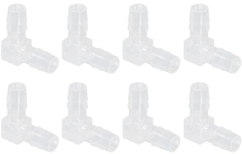QUARKZMAN 5/16 Raccord À Manchon, 8 Pcs Égal Coude À 90 Degrés en Forme De L 2 Voies en Plastique Raccord D'Épissure Joint Réparateur Union pour Tuyau Ligne d'air Gaz Liquide Carburant