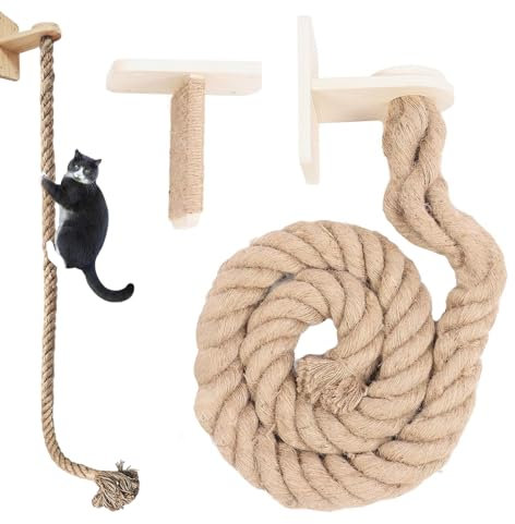 GkgWuxf Katzen Kletterseil Für Deckenmontage | Kratzregale Für Katzenkinder - Ruhe- Und Sprungleiter Mit Kratzfläche, Wandmontierte Kratzmöbel Für Junge Katzen
