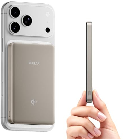 Kuulaa MagSafe Power Bank 10000mAh, Qi2-Zertifizierte Wireless Magnetische Powerbank, 15W kabellose Power Bank & 20W USB-C-Schnellladefunktion externer Akku kompatibel mit iPhone 16 Pro Max/16/15-12