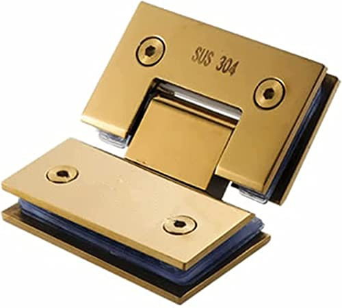 ApuaVireo&Co Charnière de Porte de Douche en Verre Couleur Or brossé, Fixation à Double Angle de 90 degrés(135 Degree)