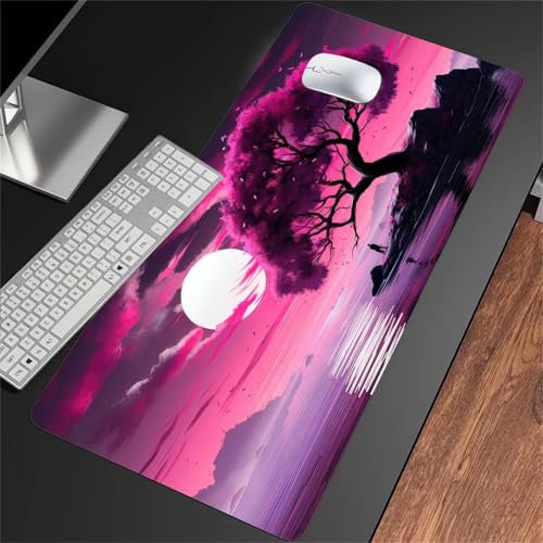 Gaming Mauspad XXL Sonnenuntergangslandschaft - Groß Mousepad 700x400x2mm - rutschfeste Schreibtischunterlage für Gaming und Büro - Fransenfreie Ränder - Improved Precision and Speed