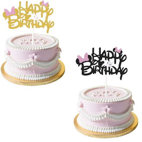 2 Stück Mini Maus Tortendeko Geburtstag Glitter Toppers, Mouse Cake Topper