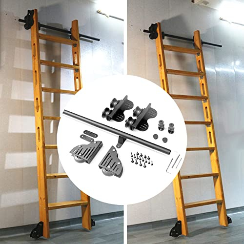 DRFGNF Escalera móvil de Tubo Redondo, retráctil, con ruedas, para Biblioteca, de 1 a 6 metros (sin escalera)