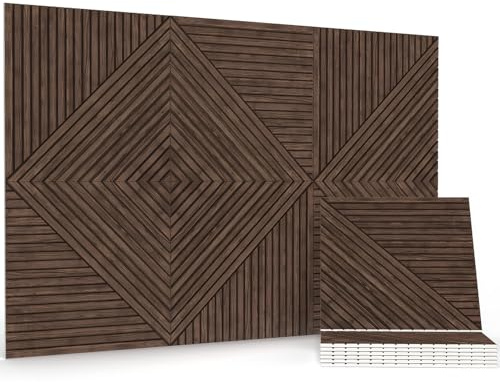 JBER Akustikpaneele, 6 Stück, selbstklebende dekorative Schallschutzplatten, schallabsorbierende Wandpaneele für Büro, Aufnahmestudio, Wohnzimmer, Schlafzimmer, 180 x 120 cm, dunkles Walnussholz