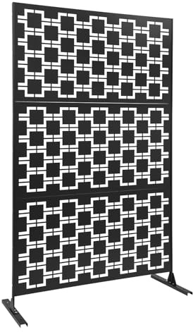 SHZICMY Raumteiler 3-teilig 120 x 190 cm Gartensichtschutz, Schwarz Trennwand Outdoor Indoor Sichtschutz aus Stahl Freistehend Paravent für Garten, Terrasse