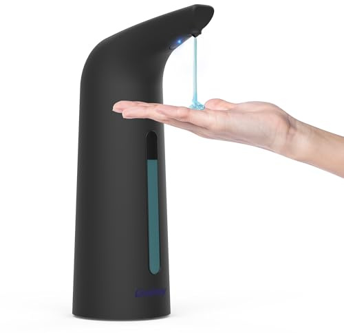 Greatmay Automatic Soap Dispenser with 4 Adjustable Levels, 400 ml Electric Liquid Soap Dispenser, IPX6 Waterproof, Battery-Operated Disinfectant Dispenser for Bathroom, Kitchen
