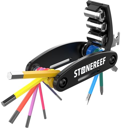 Outil multifonction 16 en 1 pour vélo - CRV avec clé hexagonale de 2 à 6 mm, clé à douille 8/9/10 mm, tournevis cruciforme et fente, clé plate 8/10/15 mm - Kit d'outils de vélo pour VTT et vélo de