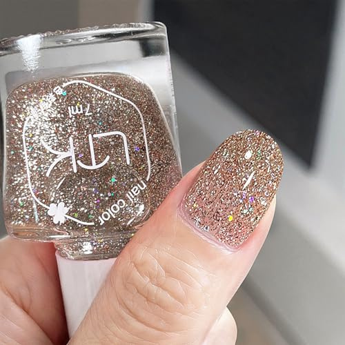 Gold Glitter Nail Polish - Gold Nail Varnish Quick Dry - High Shine Christmas Shimmer Nail Polish gold Air Fast Dry - Natural Glitter Nail Varnish for Nail Art DIY
