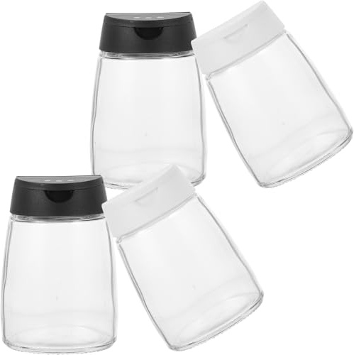 Alipis 4 piezas Tarros de Vidrio para Condimentos con Apertura Múltiple Envases para Especias de Cocina Saleros Prácticos y Compactos para Restaurantes y Uso Doméstico Color Aleatorio