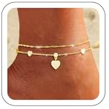ZOERAY Vristkedja dam silver 925 guld vattentät hängande vristlänk silverpläterad 18K guldpläterad justerbar fotkedja pärlor fjäril hjärta sommar smycken presenter flickor flickor flickor, Koppar