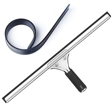 Oiieco Professional Window Squeegee 30cm, Stainless Steel Glass Cleaner with Rubber Blade, Streak Free Window Cleaning Tool, Shower Screen Wiper for Windows, Tiles, Mirrors, Floor Water Scraper