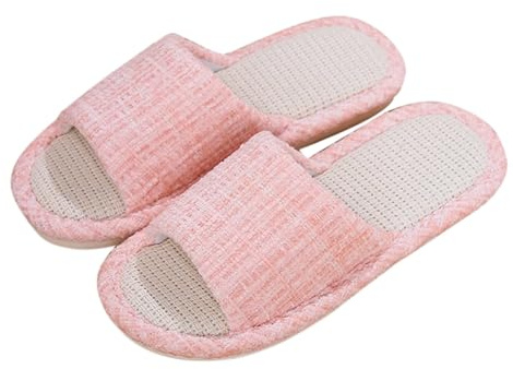 Genérico zapatillas verano hombre casa Invitados Parejas Hospitalidad Cuatro Estaciones Zapatillas antideslizantes Zapatillas de tela de algodón y lino Zapatillas de lino para hombre (Pink, 38)