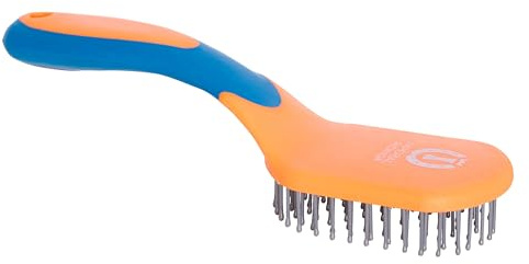 Imperial Riding IRH Boomerang Brosse à crinière et Queue Ergonomique avec Poils démêlants, Soin Doux pour crinière et Queue & Look écurie élégant, Orange Fluo