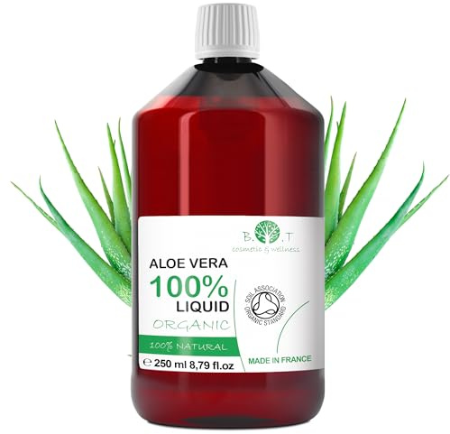 B.O.T. Cosmetic & Wellness - Concentré Liquide d'Aloe Vera BIO Fresh 100% Naturel | Soins et Hydratation Corporelle et Capillaire | Idéal pour Cosmétiques Maison | Convient aux Peaux Sensibles, 250 ml