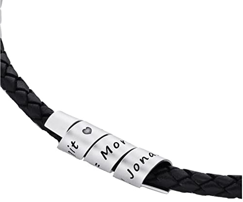 Namenskette Herren Gravurschmuck Lederkette Koordinaten Spruch Männer Herrenschmuck Gravur Papa Ehemann Freund Herrenkette schwarz 925 Silber| HANDMADE IN GERMANY