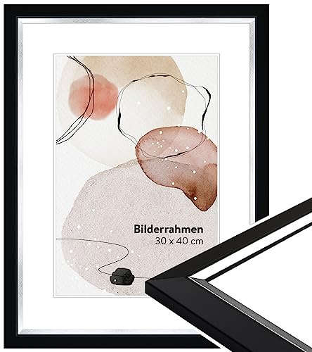 WANDStyle Bilderrahmen A2 Schwarz, DIN A2 Bilderrahmen Holz 42x60 cm | Hochwertiger Holzbilderrahmen, Posterrahmen zum Aufhängen, Rahmen 42x60 cm, Fotorahmen H490 - Made in Germany