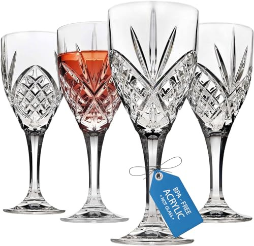 Godinger Wine Glasses Goblets, Shatterproof and Reusable Acrylic - Dublin Collection, Set of 4