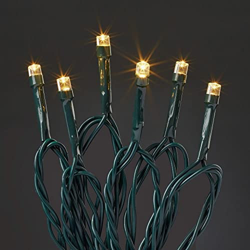 hellum Lichterkette außen 240 LED, Lichterkette mit Batterie (4x AA, nicht inkl.), Timer und Dämmerungssensor, beleuchtete Länge 23,90 m, Terassenbeleuchtung warmweiß, Kabel grün 522716