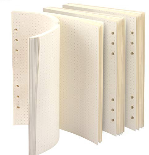 3 Packungen A5 Papier Gepunktet, FANDAMEI 6 Löcher 135 Blätter A5 Nachfüllpapier Nachfüllbare Refill Paper Nachfülleinlagen für A5 Notizbuch, Tagbuch, Skizze, Malerei