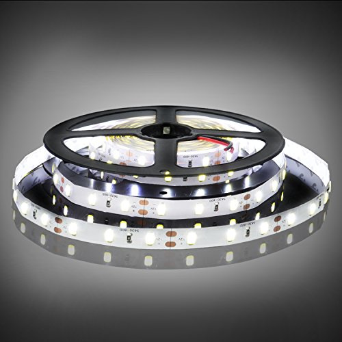 5M Tiras de luz LED, IP20 no impermeables de 12 V, cinta adhesiva blanco para iluminación para el armario de cocina del hogar