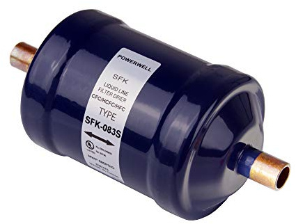PowerWell Refrigerant Filter Drier Bi-Flow Liquid Line 3/8 Sweat SFK-083S for CFC HCFC HFC Heat Pump or Straight Cool Air Conditioners from 1 to 5 Tons