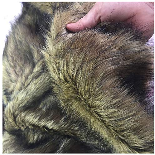 Faux Wolf Fur Fabric Langes Haar Für DIY Crafts, Leichte Brown Black Furry Fabricy Shag Für DIY Dekoration Decke Party Kostüm Schals Modeteppiche Anime Cosplay 175x50cm