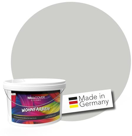 WALLCOVER hochwertige Wandfarbe für Innen | Grau | 1L für 8m² | Hochdeckende Innenfarbe Matt (Klasse 1) | Profi Qualität aus Deutschland