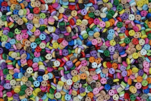 celloexpress 5mm Mixed Colours Round Mini Doll Buttons - Single Colours & Mixes - Tiny Soft Toy and Dolls Clothes Scrapbooking Card Making Crafting Fastenings (Pack of 100)