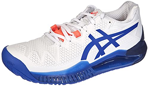 Asics Damen Gel-Resolution 8 Tennis Shoe, White/Lapis Lazuli Blue, 42 EU